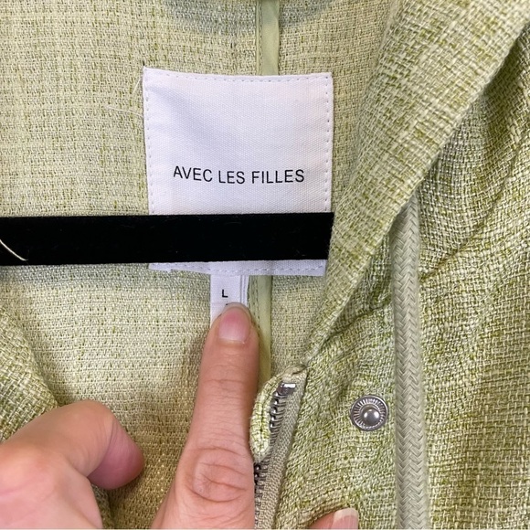 Avec Les Filles Green Hooded Utility Short Jacket Size Large - Picture 2 of 10